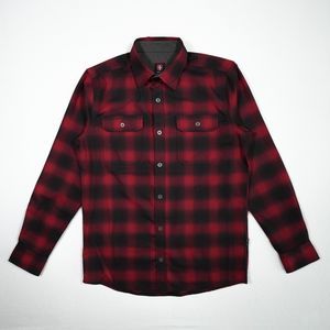 Swiss Tech Mens Shirt S Flannel Button Up Shirt Red Black Long Sleeve Plaid